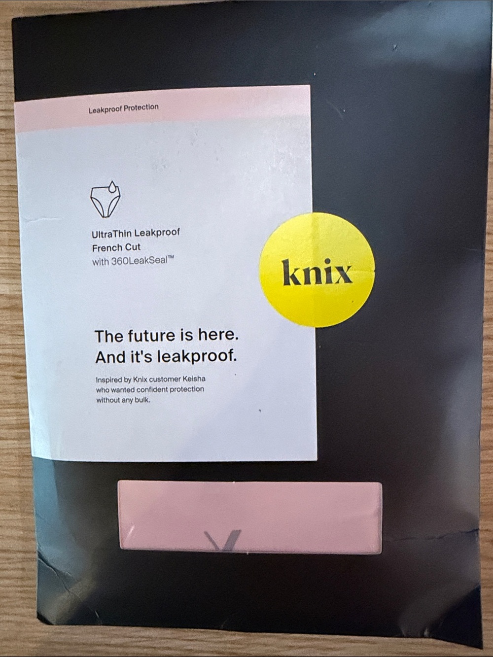 knix UltraThin Leakproof French Cut - Pink & Yellow Logo
